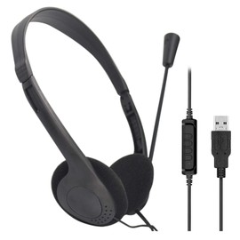 CALIDAKA USB Headset Computer Headset with Microphone, Lightweight PC Headset Wired Headphones Business Headset for Online Courses, Skype Chat, Call Center, Gaming,Noise Reduction