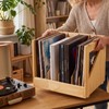 Briwooody 85 Records Wood Vinyl Record Storage with Handles for