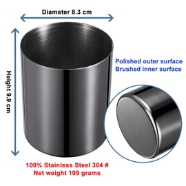 luvtree 2 Pieces Black Stainless Steel Pencil Holder，Desktop Pen Cup，Desk Stationery Organizer，Makeup Organiser Brush Holder，Vanity Desktop Bathroom Countertop Accessories，Mini Flower Jar.