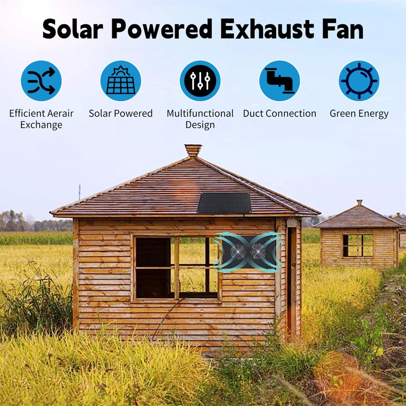 BONKZEBU Solar Powered Exhaust Vent Fan, Professional Efficient Solar Powered