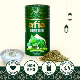 Afia - Dried Mint Seasoning | Dried Mint for Cooking, Mediterranean Pantry Spice for Middle Eastern Dishes, Meals and Cuisine | Premium Middle Eastern Spices (1pk, 0.7oz)