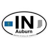 US Decal, Inc. Auburn, Indiana Oval Sticker with State Flag