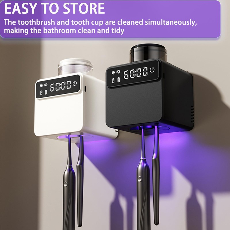 Smart Electric Toothbrush Holder with Cleaning and Hot Air Drying,LED