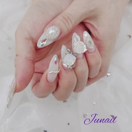 ⭐️ Happy Wedding Handmade Nail Tips ✨ - Short Oval / ⭐️ 행복한웨딩 수제네일팁 ✨ - 숏오발