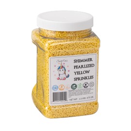 Sweet Eva’s SHIMMER PEARLIZED YELLOW SPRINKLES-Jimmies,Cupcakes,Cookies,Topper,Bulk Candy,Dairy Free, Nut Free, Gluten Free, Soy Free, Vegan, Egg Free, Kosher, Large, 1.5 Pound