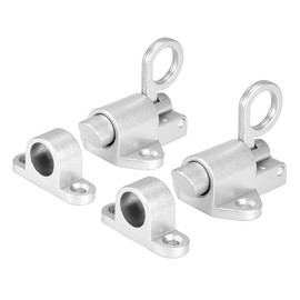 QWORK® 2 Pack Door Locks Spring Door Bolts Gate Bolts with Screws for Bedroom Bathroom Wooden Gates Cabinets (Silver)