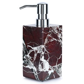 Marble Soap Dispenser Italian Imported Real Stone Hand Liquid Pump Bottle for Home Decorative Kitchen Sink Bathroom Countertop for Refillable Shampoo Laundry Dish Soap Lotion Dispenser (Violet Red)