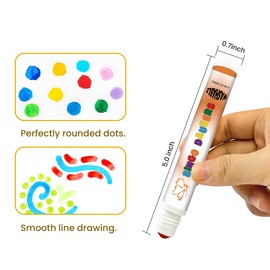 Blimark Dot Markers for Toddlers, Kids & Preschool | Washable Bingo Daubers | 6 Vibrant Colors | Washable, Non-Toxic, Acid-Free | 120ml/4.08oz