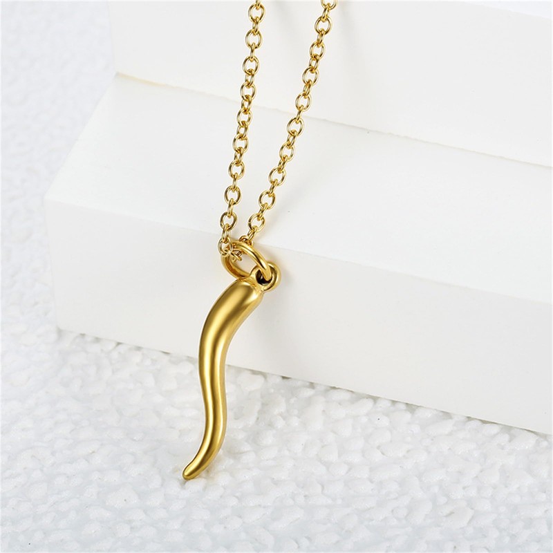 Dreuyet Italian Horn Hoop Earrings and Necklace for Women Girls