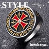 QKEOISUD Knights Templar Rings for Men,Stainless Steel Cross Ring Amulet