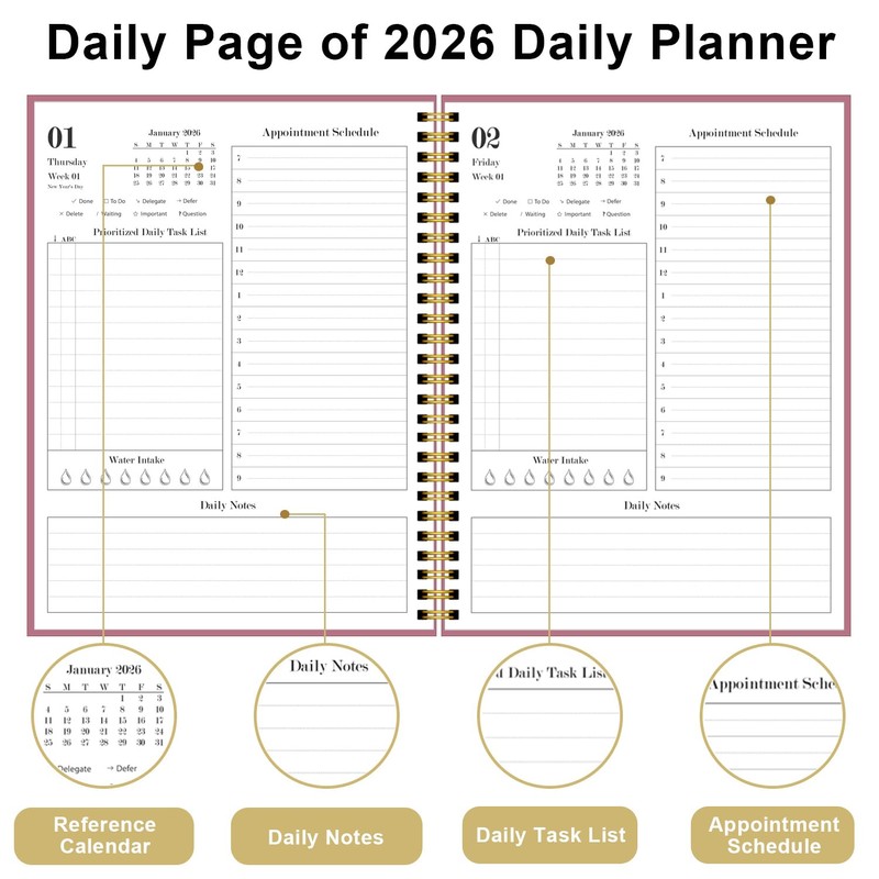 2026 Daily & Monthly Planner Calendar - Full Page a