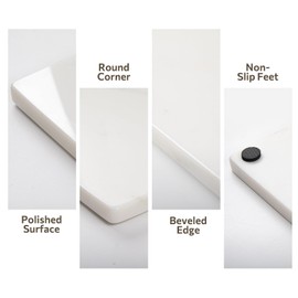 Faticdorr Natural Marble Cutting Board For Kitchen, 16 x 20 Inch White Marble Slab Pastry Board With Non-Slip Feet For Baking, Cheese, Charcuterie, Chocolate, Ares Gold