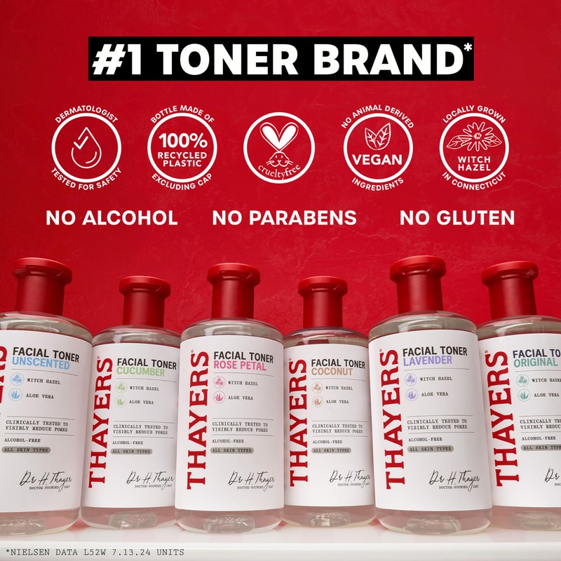 THAYERS Alcohol-Free Rose Petal Witch Hazel Facial Toner for Glowing
