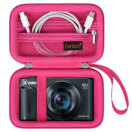 Canboc Carrying Case for Canon PowerShot SX740 SX730 SX720 SX620 G7X Digital Camera, Point and Shoot Vlogging Camera Bag, Zipper Mesh Pocket fits USB Cable, Batteries, Rosered