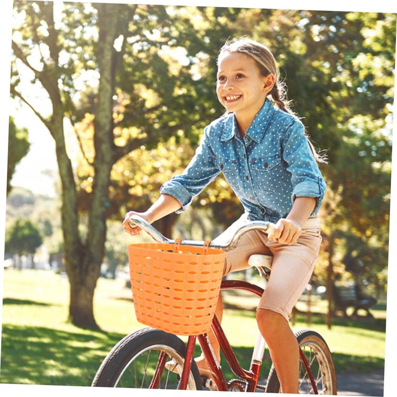 Outanaya 1Set Woven Scooter Basket Durable Plastic Bike Basket for
