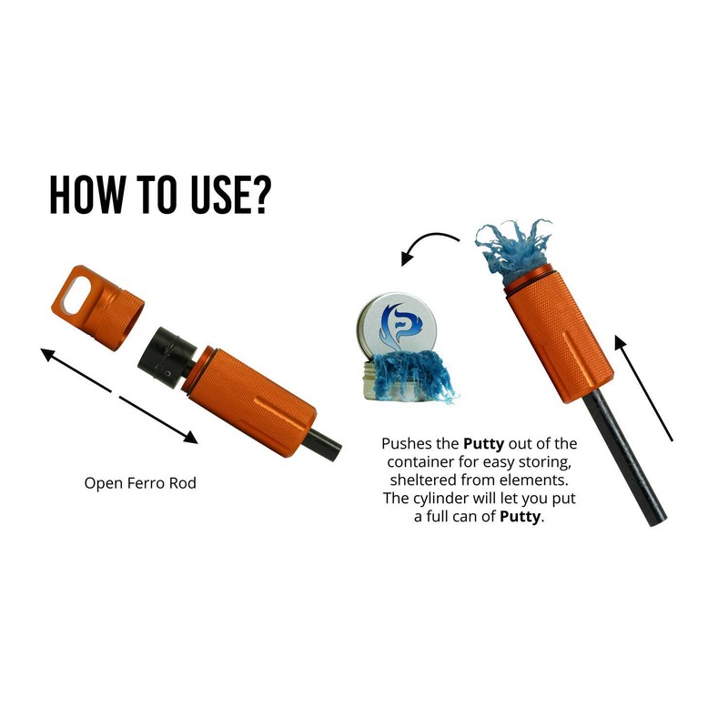 Pyro Putty MEGA Ferro Rod - Comes with 2, 0.5