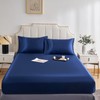 DuShow Satin Fitted Sheet King Navy Blue,Silky Deep Pocket Satin