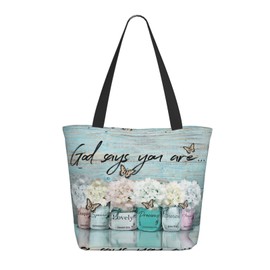 SENROLAN Bible Tote Bag Christian Reusable Shopping Tote Bag Inspirational Scripture Gift Bags For Women Mothers Day