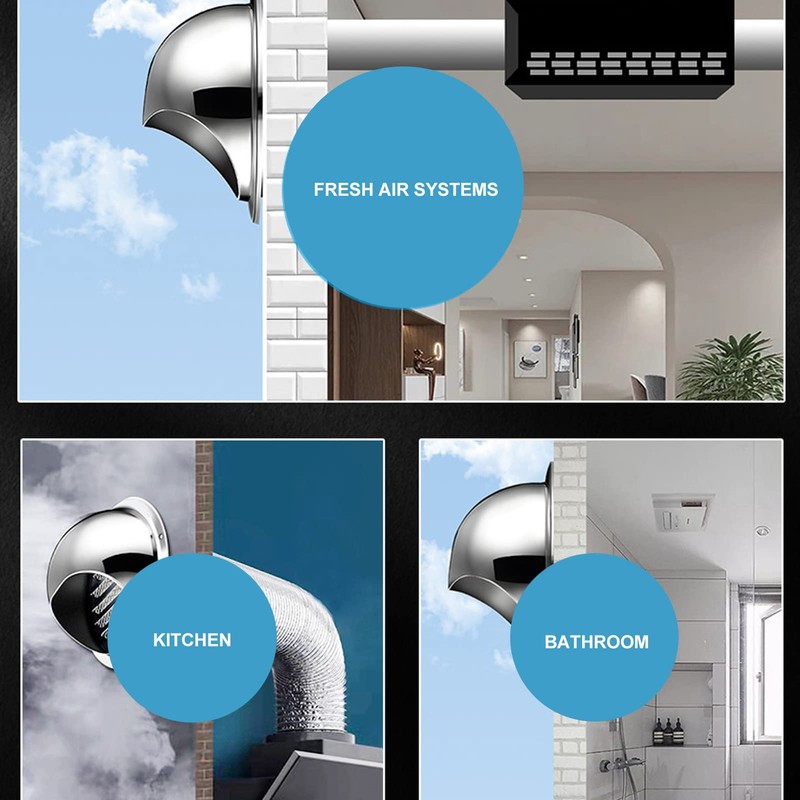 Round Air Vent, Extractor Wall External Vent Cover with Screen