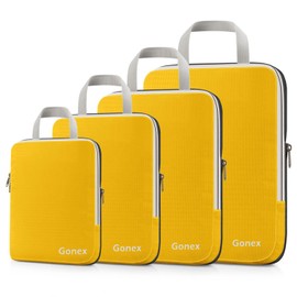 Gonex Compression Packing Cubes in a Set of 3 or 4, 4-Piece Set of Packing Cubes / Luggage Organisers / Garment Bags for Travel
