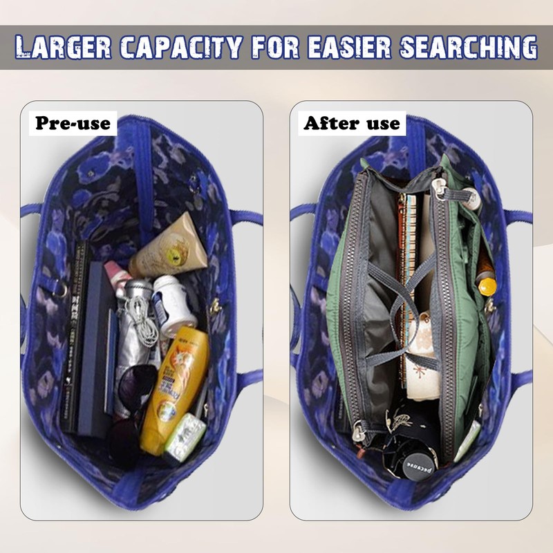 AfitLulu Bag Organiser Insert Dual Zippered Handbag Organiser Insert with