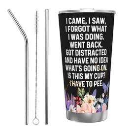Funny Tumblers Senior Citizens 20 oz Tumbler with Lid and Straw I Came I Saw I Forgot What I Was Doing Tumbler Funny Sarcasm, Sarcastic gifts for Grandma Grandpa Mom Dad Aunt Birthday Gift Retirement