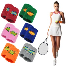 12Pcs Sports Wristbands, FHDUSRYO Colorful Sweatbands for Men and Women, Terry Cloth Sweat Band, Breathable Wrist Bands, Thick Cotton Bands for Basketball, Football, Tennis,Sports Party Favors