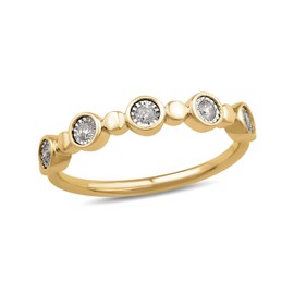 Cali Trove, Yellow Gold Vermeil Plated Stacking Wedding Rings For Women in 925 Sterling Silver |1/20, 1/10, 1/6 CT Bubble Stacking Rings for Women |Gold Silver Stackable Anniversary Rings for Women,7