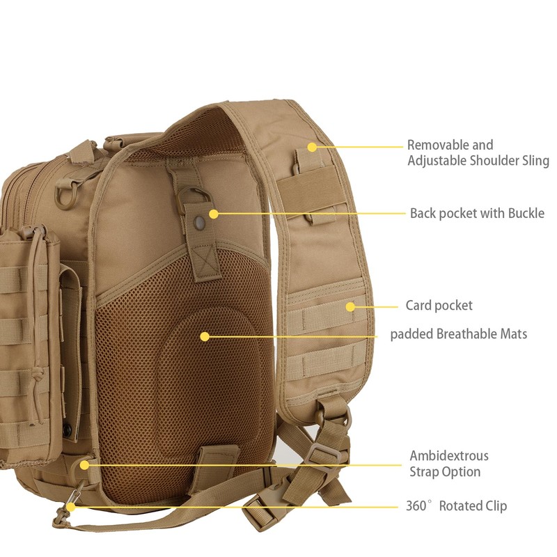 GZ XINXING Sling Shoulder Backpack EDC Bags (Tan)