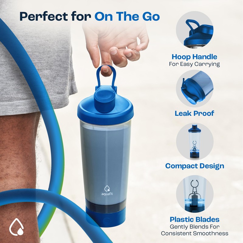 AQUAFIT Electric Protein Shaker Bottle - USB Rechargeable Shaker Bottles
