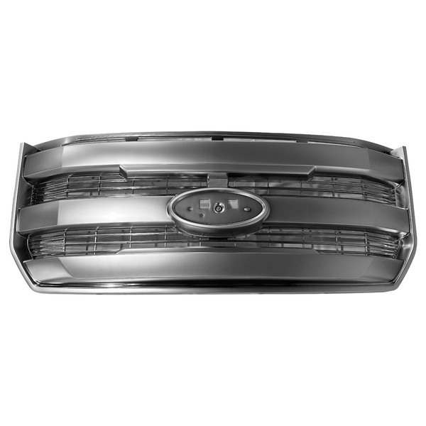 IKON MOTORSPORTS Front Bumper Grille with Emblem Recess, Compatible with