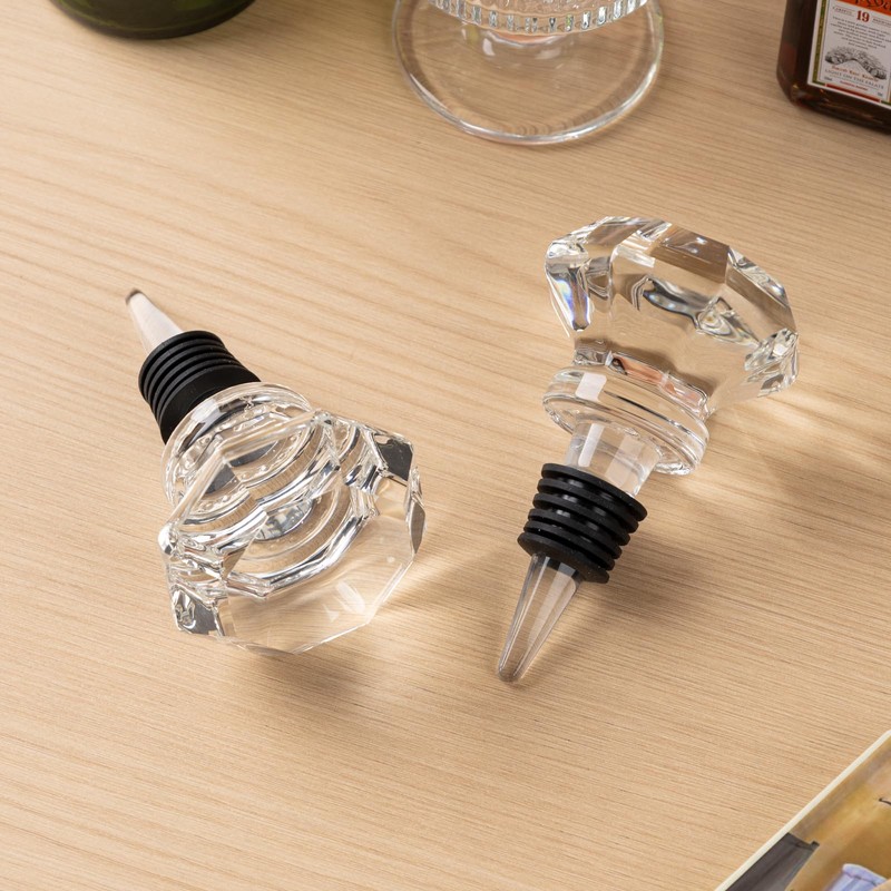Crystal Diamond Wine Stopper Set of 2 - Elegant Glass