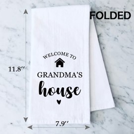 Grandma Gift Grandma Kitchen Towel Welcome to Grandma House Tea Towel Grandma Housewarming Gift (WELCOME to GRANDMA'S house CA)
