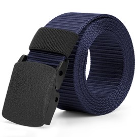 Justay Comf Men's Belt Plastic Buckle/Metal Buckle Nylon Breathable Canvas Belt Adjustable Length 125/130 cm, Width 3.8 cm Gift for Men, A-Blue, One size fits all