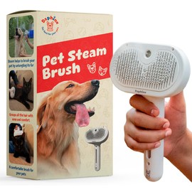 Daphinx cat steam brush, misty defur comb, steamer hair brushes for indoor cats and other pets (Dogs, rabbit), groomer for shedding, massage, self-cleaning, anti-static, rechargeable grooming tool