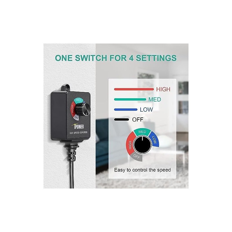 iPower 6 Inch Inline Booster Duct Fan with Speed Controller,