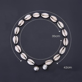 DHWEKU Shell Necklace, White, Natural Shell Chains, Hawaiian Choker Necklace, Puka Boho Adjustable Necklace, Choker Necklace, Women's for Summer Beach Jewellery