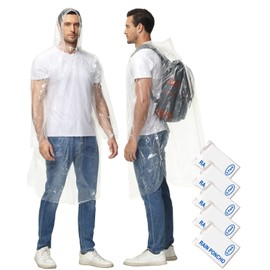 COVACURE Rain Poncho, 5PCS Ultra Thick Poncho Waterproof Emergency Rain Coat for Adult Lightweight Portable for Men and Women with Hood and Sleeves