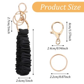 Quilax 3 Pcs Scrunchie Keychain Wristlet, Removable Wristlet Keychain with Lobster clasp, Scrunchie Lanyard for Multifunctional Key Ring Women(Black, Apricot,Cherry Blossom Pink)