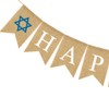 BESTOYARD HAPPY HANUKKAH Letters Bunting Banner Linen Burlap Banner Hanukkah