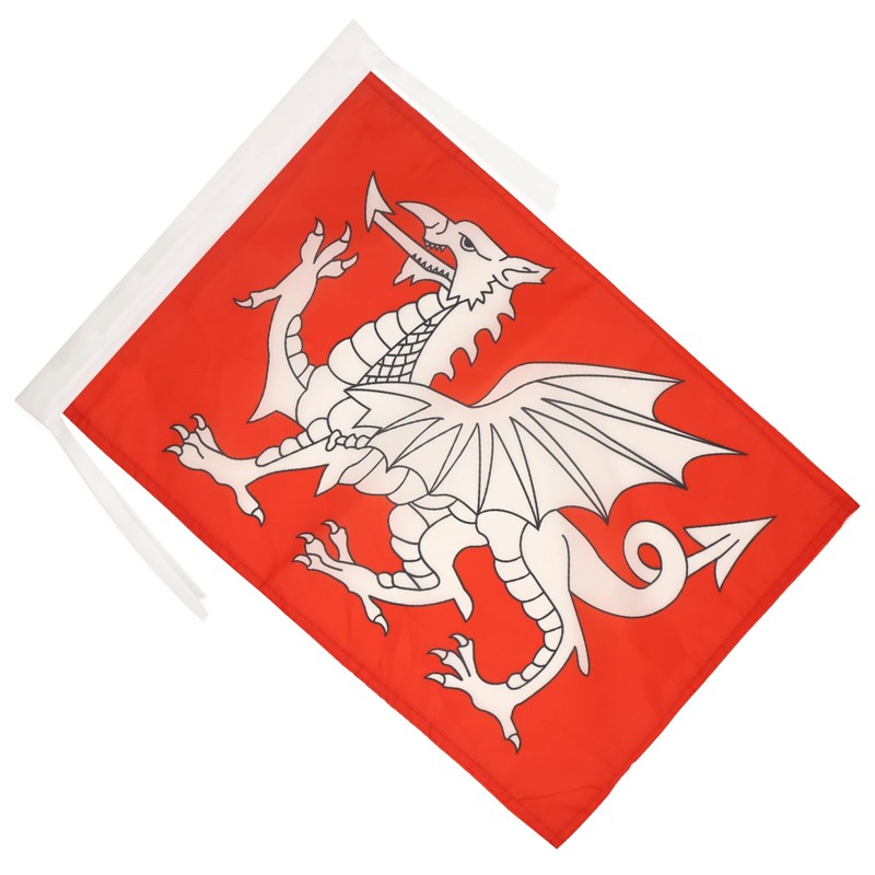 AZ FLAG English White Dragon Flag 18'' x 12'' cords