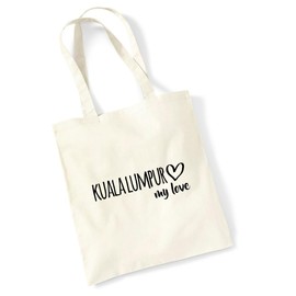 Huuraa Jute Bag Kuala Lumpur My Love Bag Cotton 10 Litres Size for All Fans of Kuala Lumpur Malaysia Gift Idea for Friends and Family, natural
