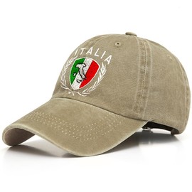 Bshuey Italy Italia Italian Flag Embroidered Hat for Men Women Cotton Adjustable Baseball Cap Hats Khaki