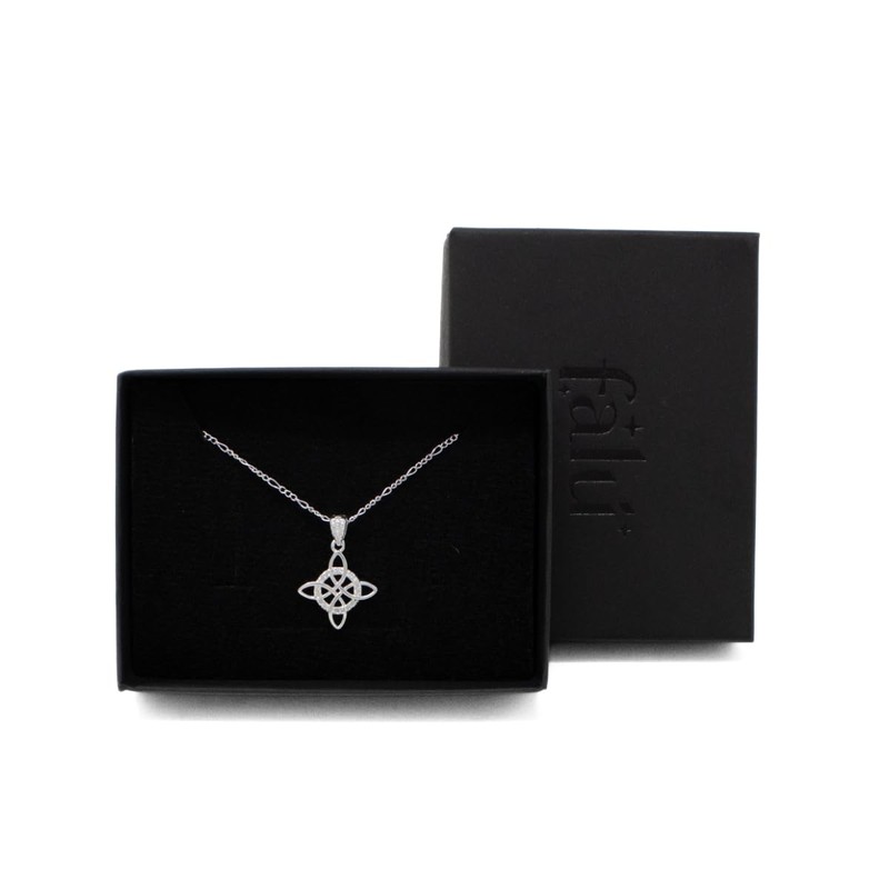 Collar con Dije de Nudo de Bruja en Plata Fina