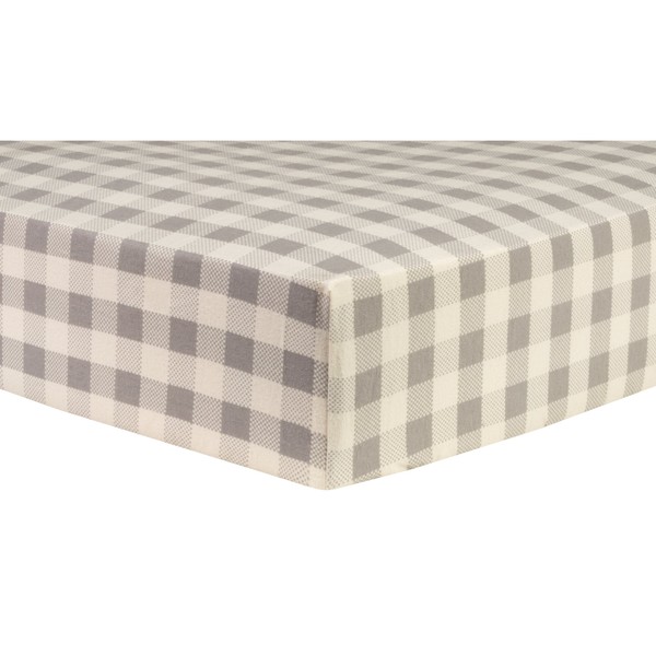 Trend Lab Gray and Cream Buffalo Check Deluxe Flannel Fitted Crib Sheet