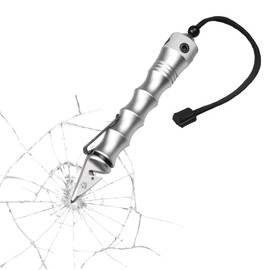 STINGER KET-1 Car Emergency Tool: Hardened Steel Glass Breaker, Seat Belt Cutter, Ergonomic Grip (Platinum Without Whip)