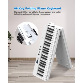 OYAYO Folding Piano Keyboard 88 Key, Portable Piano Keyboard with Standard Semi Weighted Key, Foldable Piano Support Bluetooth/MIDI with Pedal, Speakers, Ideal for Beginner and Adult