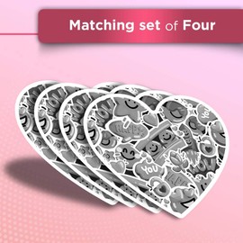 Vinyl Heart Stickers (Set of 4) - BW - ny Smile Face Icons Fun Decals for Laptops,Tablets,Luggage,Scrap Booking,Fridges #42198