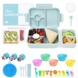 Bugucat Bento Lunch Box 1300ML,Kids Lunch Box Bento Boxes with 4 Compartments Cutlery,Leak-Proof Lunchbox Snack Boxes for Kids Adult,Kids Lunch Box with Compartments for School Kindergarten Office