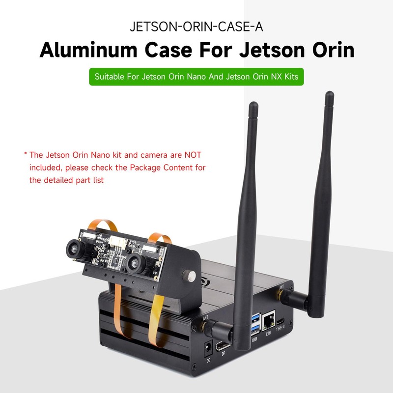 Waveshare Aluminum Alloy Case for Jetson Orin, with Camera Holder,